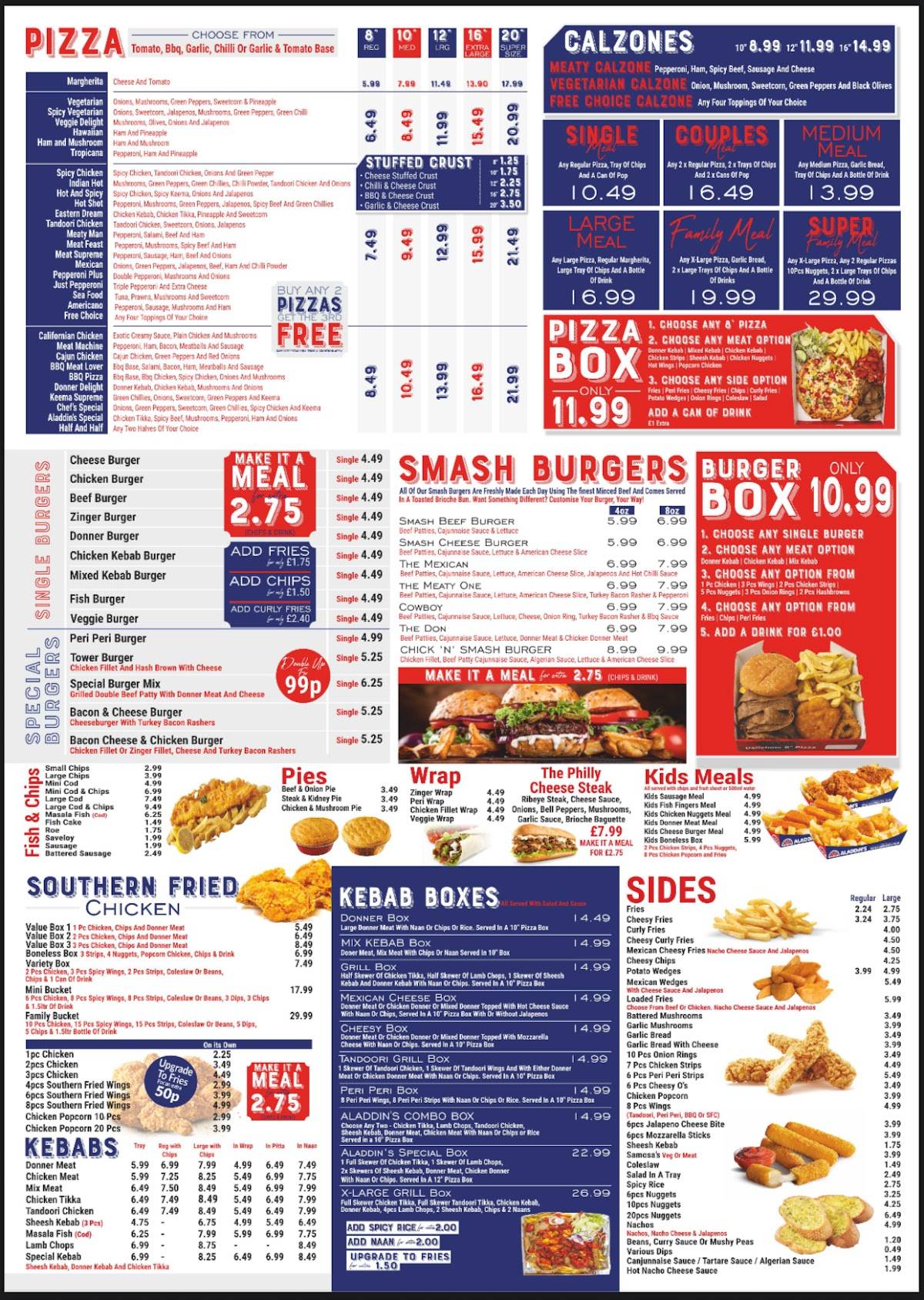 Aladdins Pizza Rugeley меню