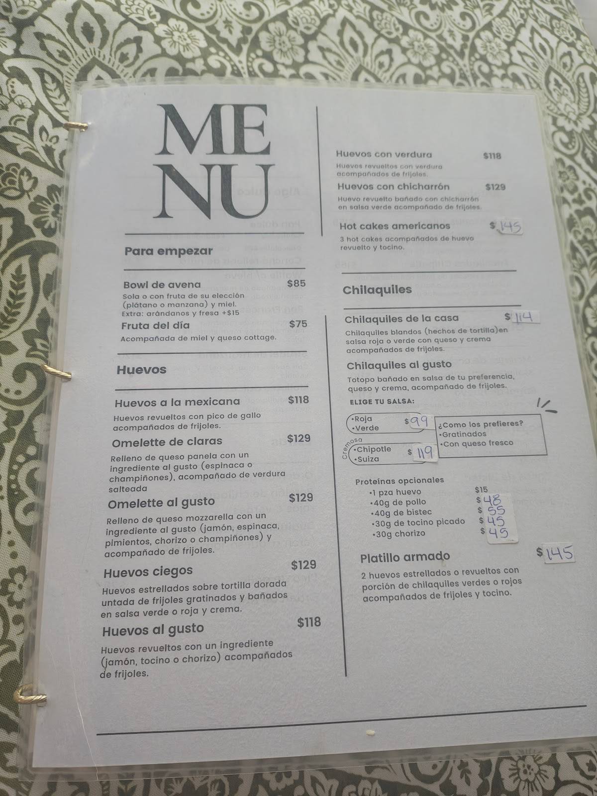Albahaca меню