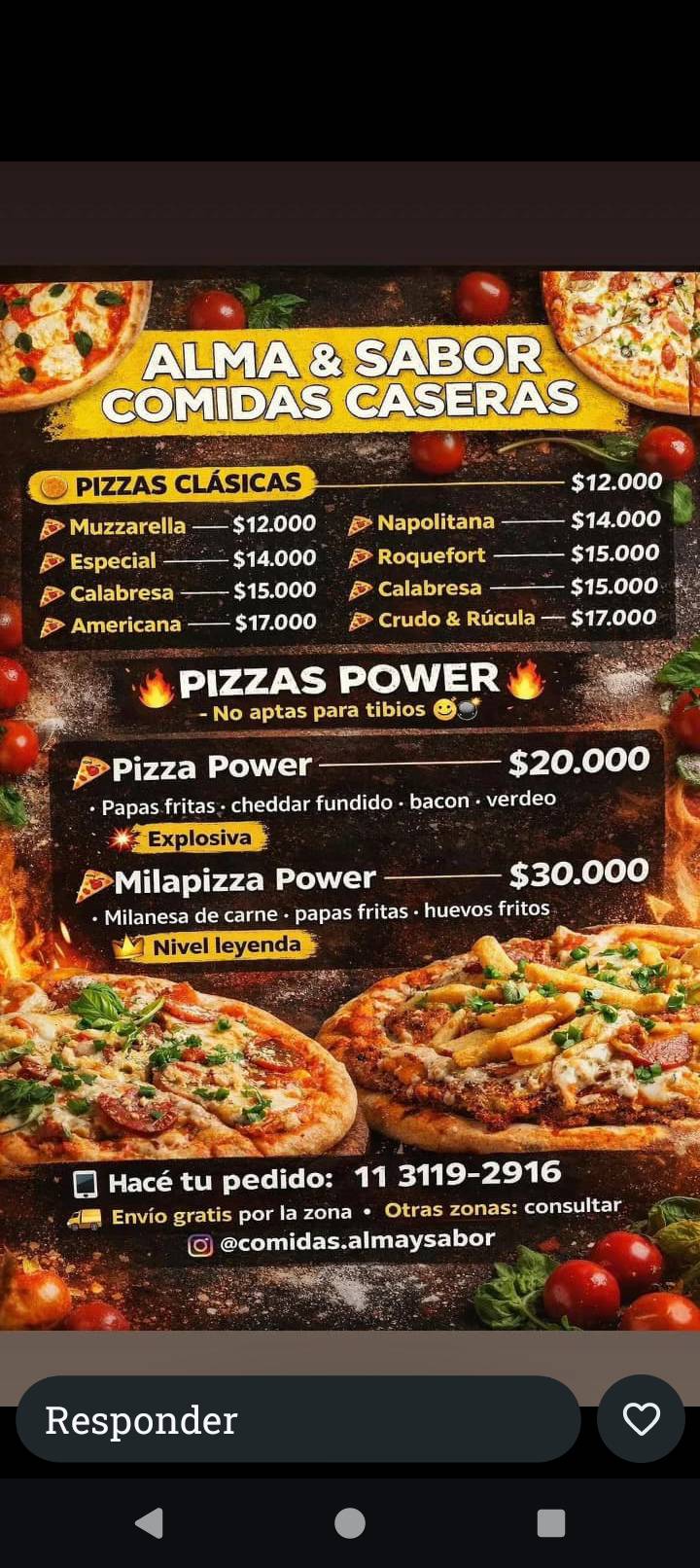 Alma y sabor меню