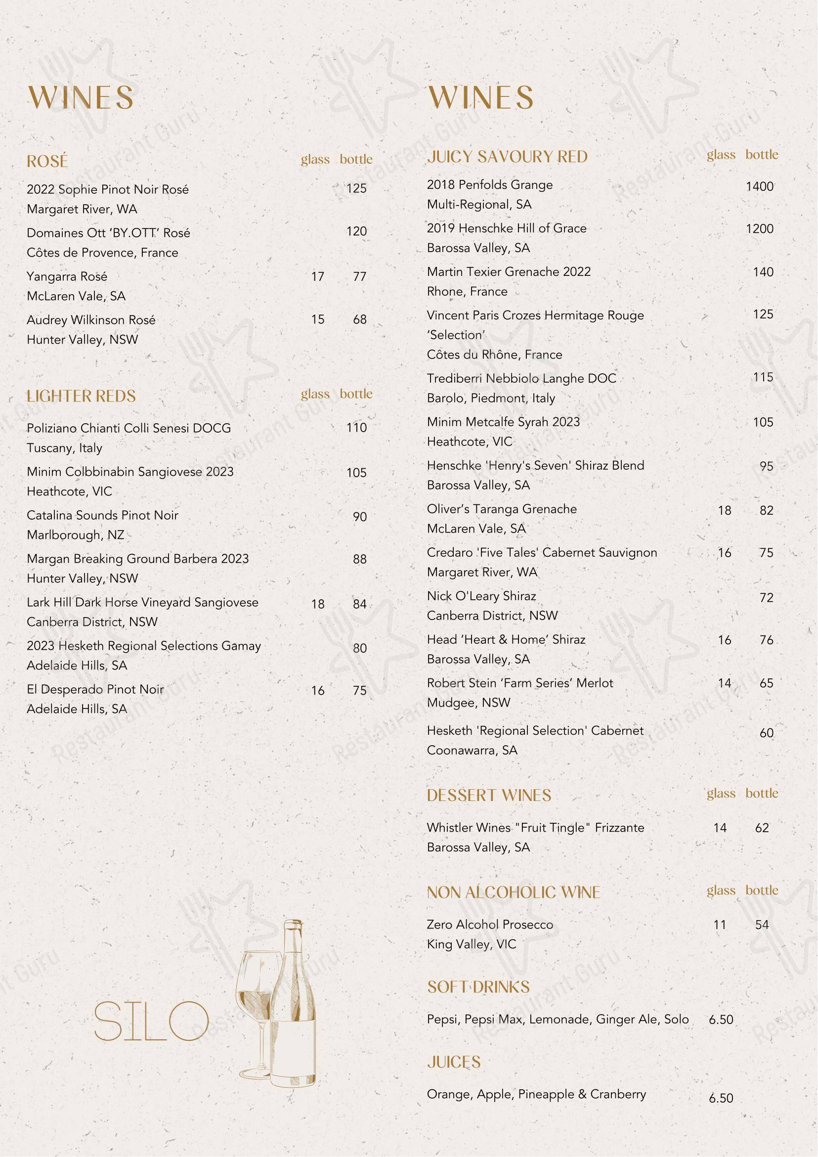 Restaurant Menu паба и бара Amora Hotel Jamison Sydney