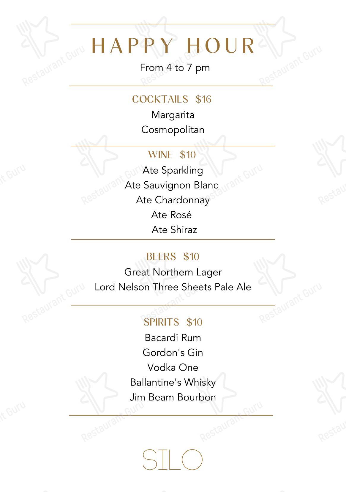 Catering Menu паба и бара Amora Hotel Jamison Sydney