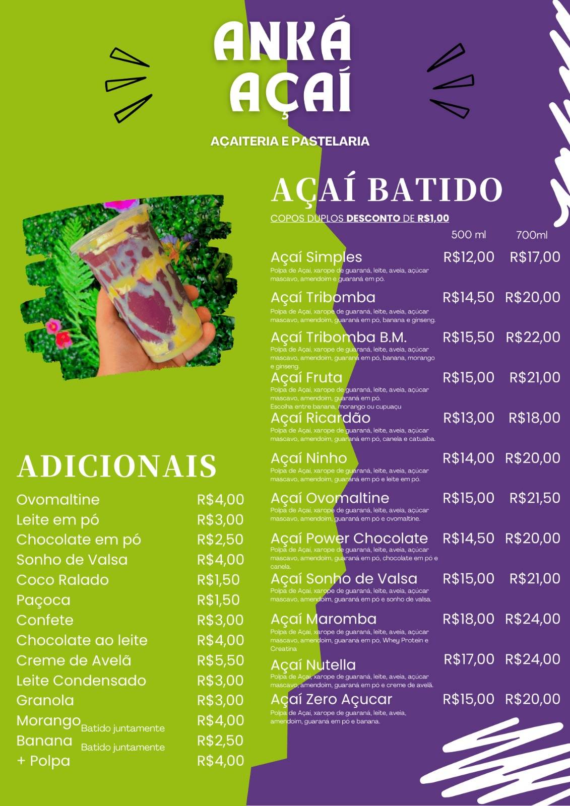 Anká Açaí меню