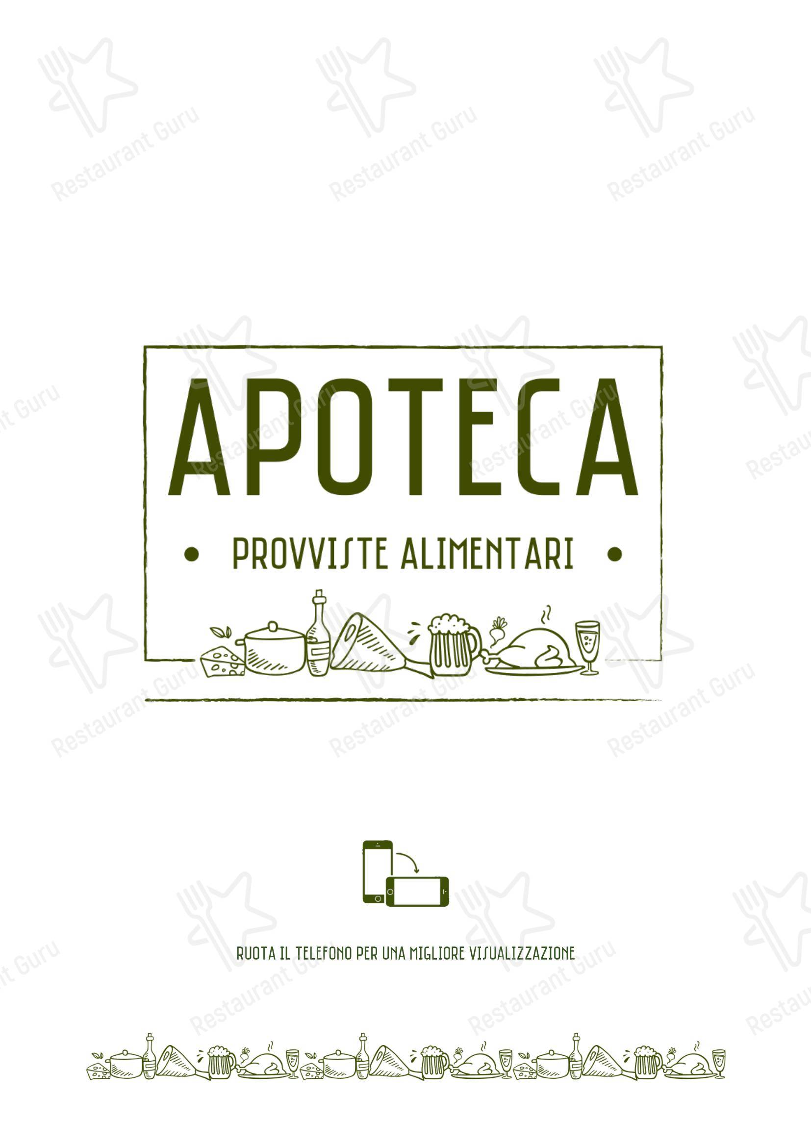 菜单 ресторана Apoteca