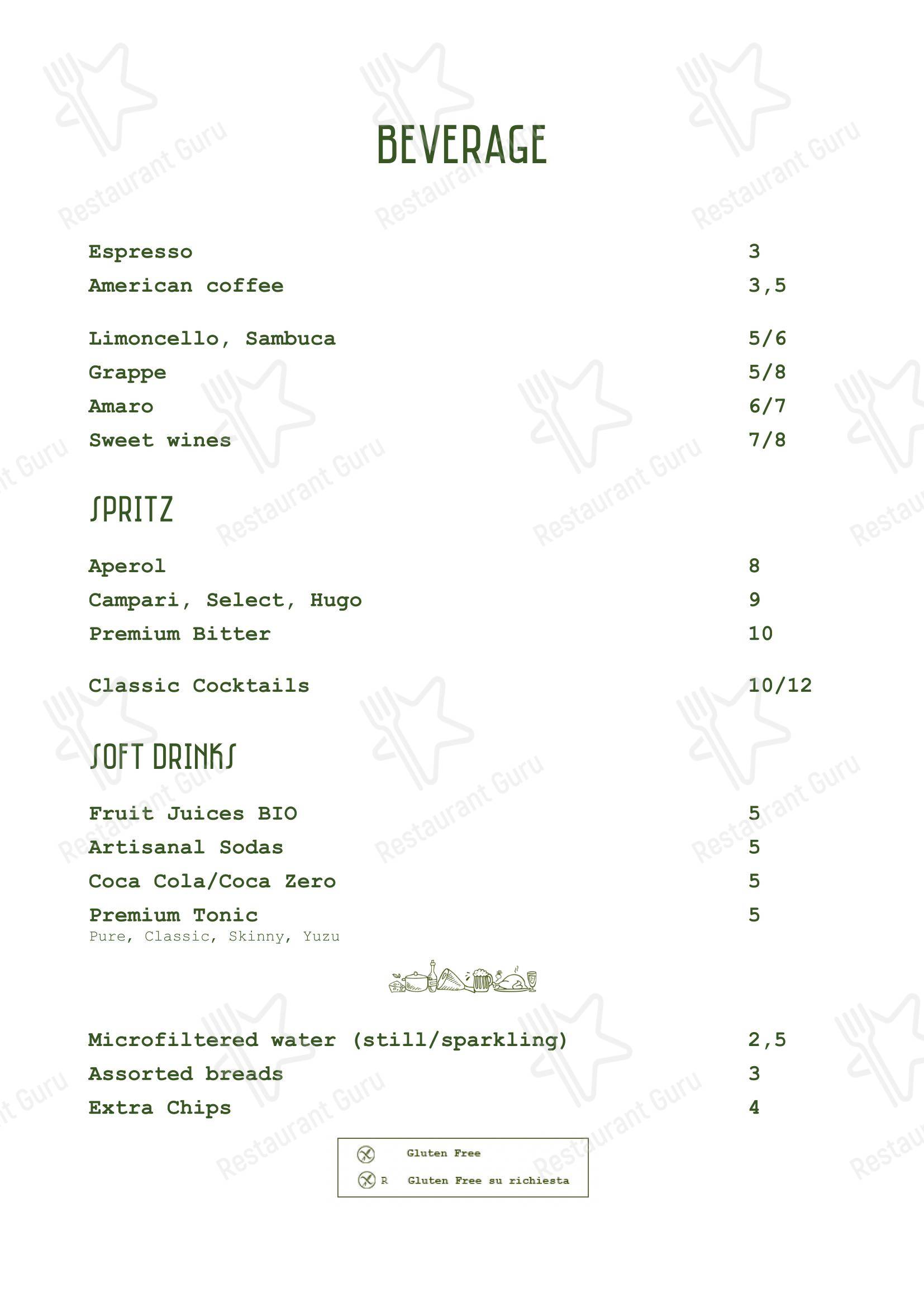 Lunch Menu ресторана Apoteca в Риме