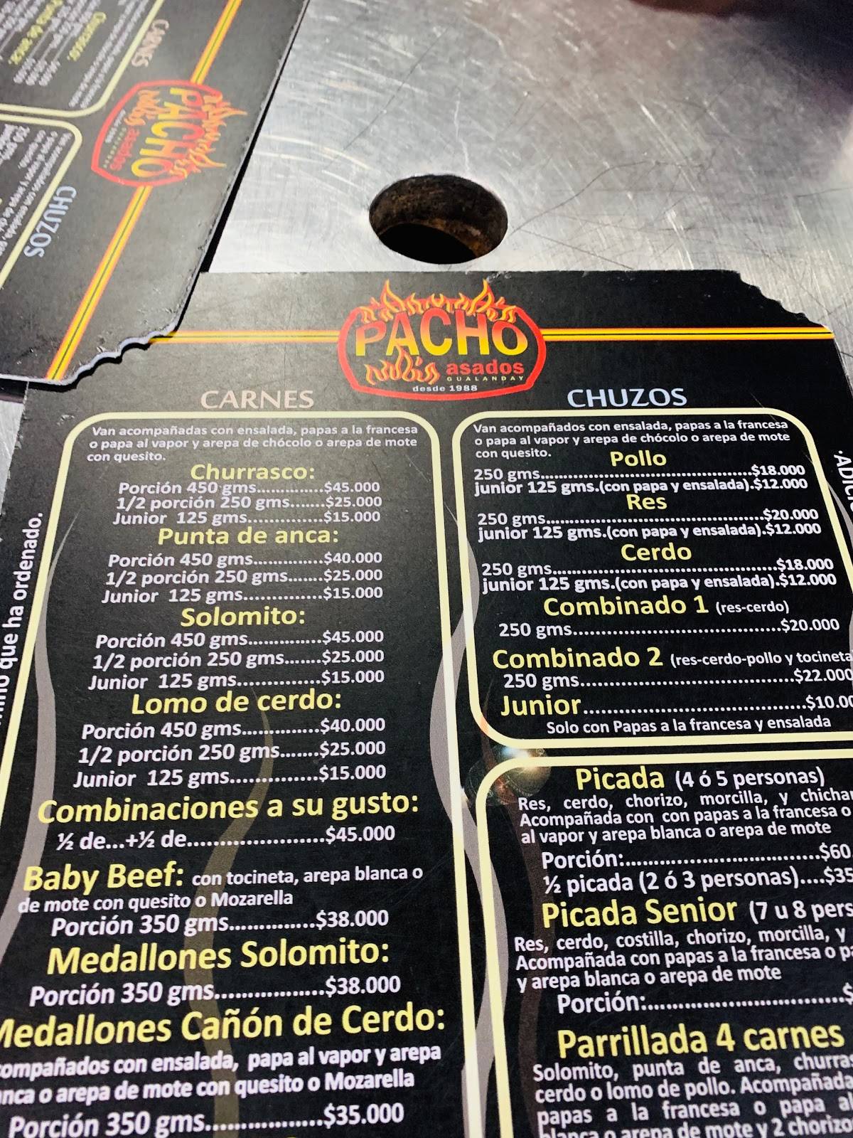 Asados Pachos меню