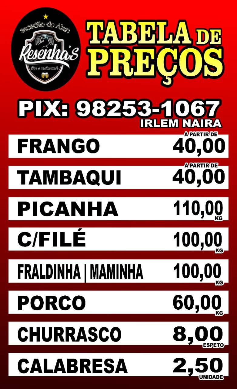 Assadão na brasa меню