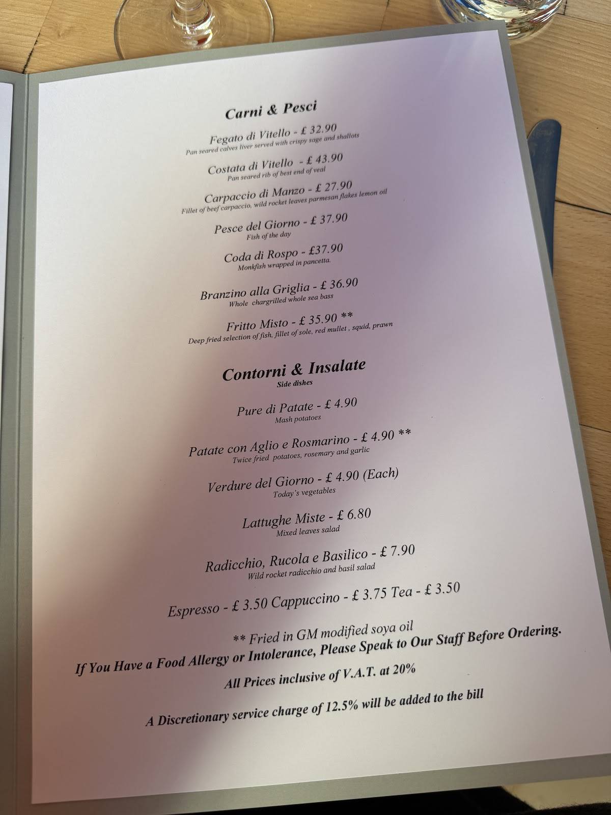 Assaggi Restaurant меню