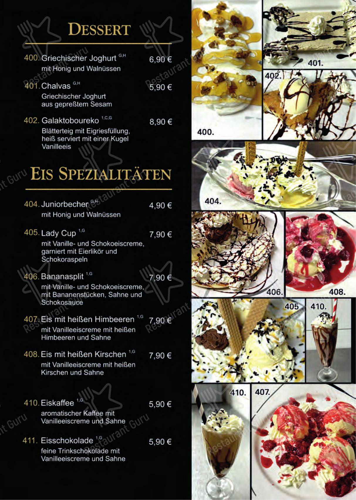 Atlantis Restaurant в Радебойле - Меню