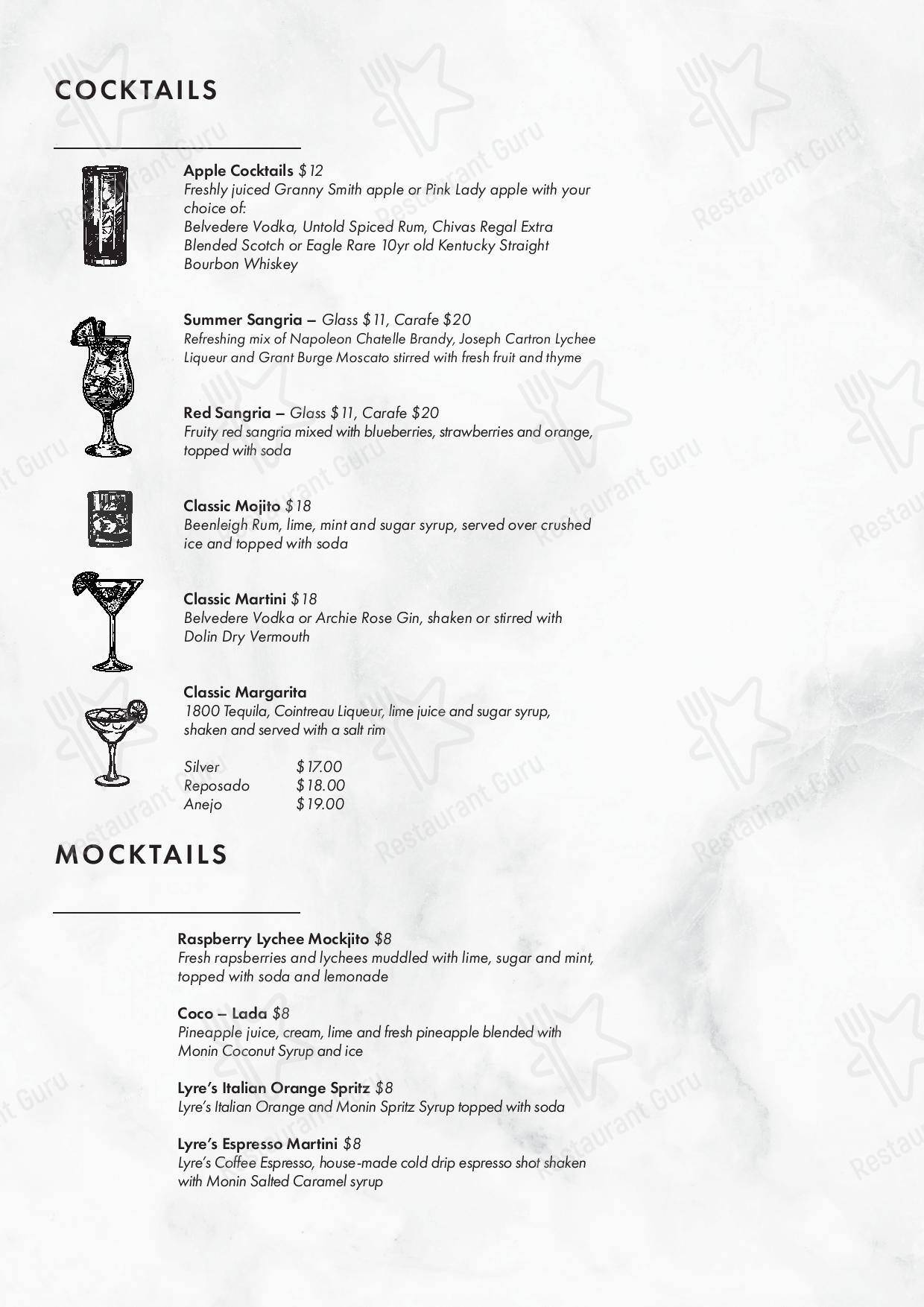 Atrium Bar меню