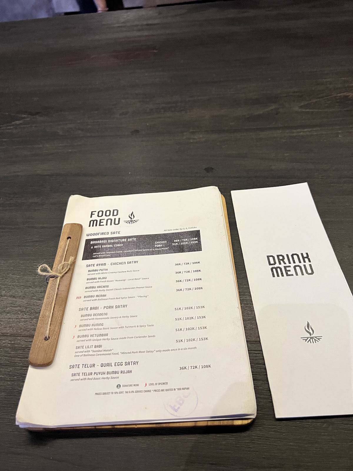 BASABASI BALI RESTAURANT меню
