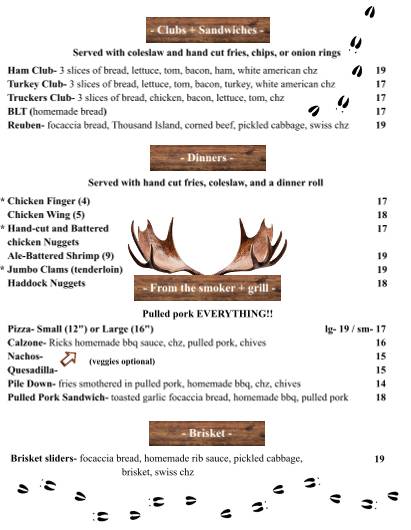 Mooseshack меню