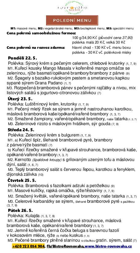 Bistro Rovnováha меню