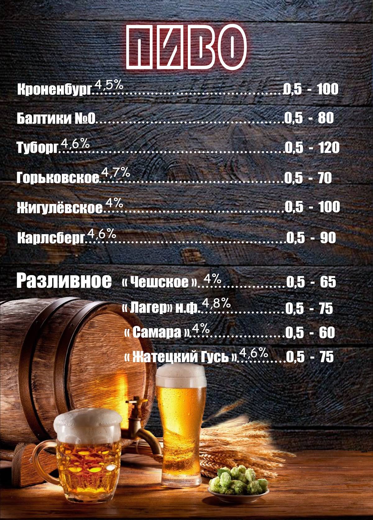 Бахус+ меню