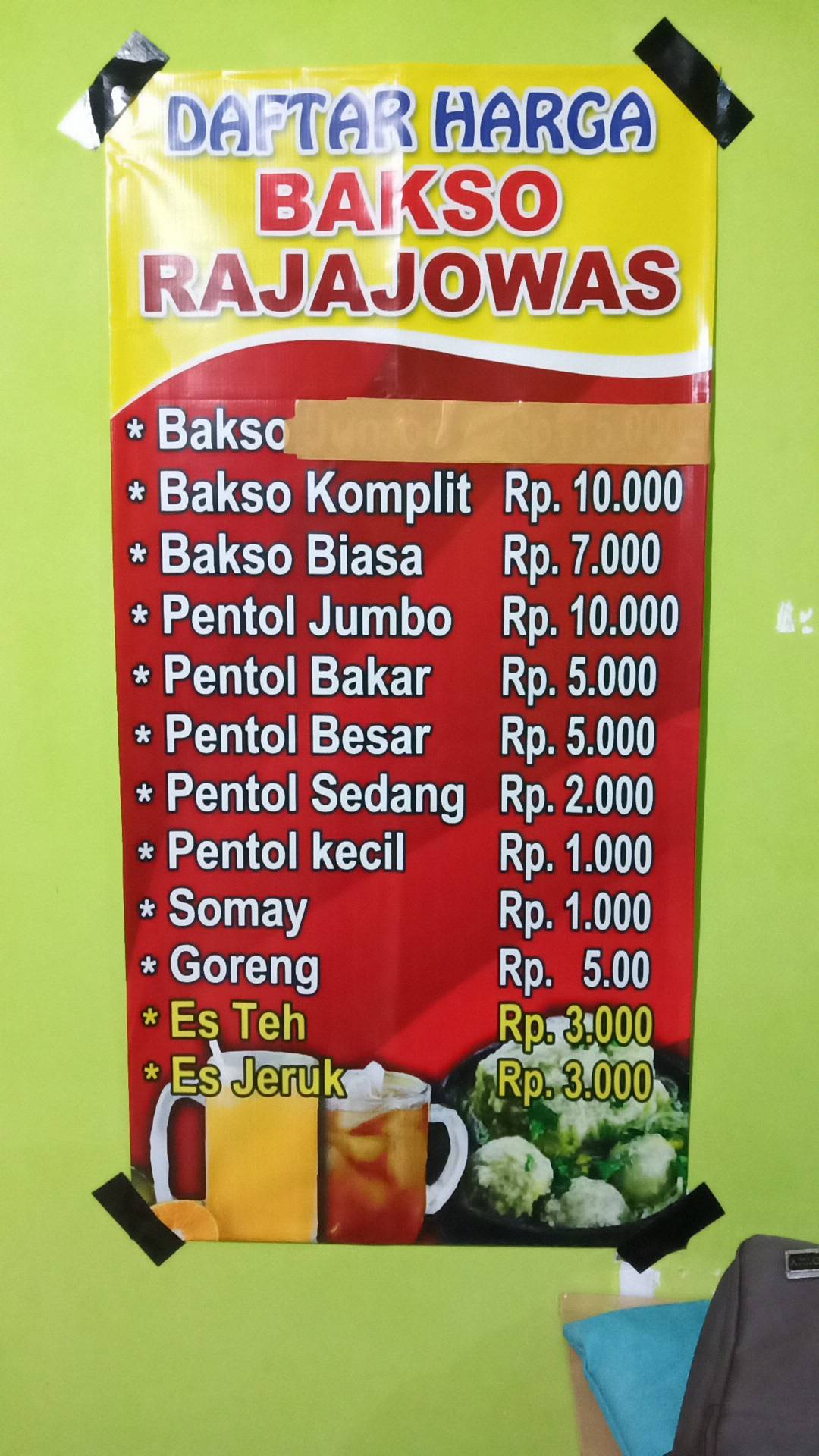 Bakso Rajajowas меню