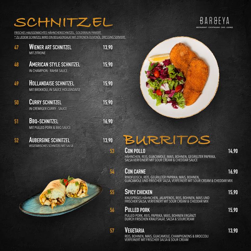 Bar Beya - Restaurant und Cocktailbar - меню