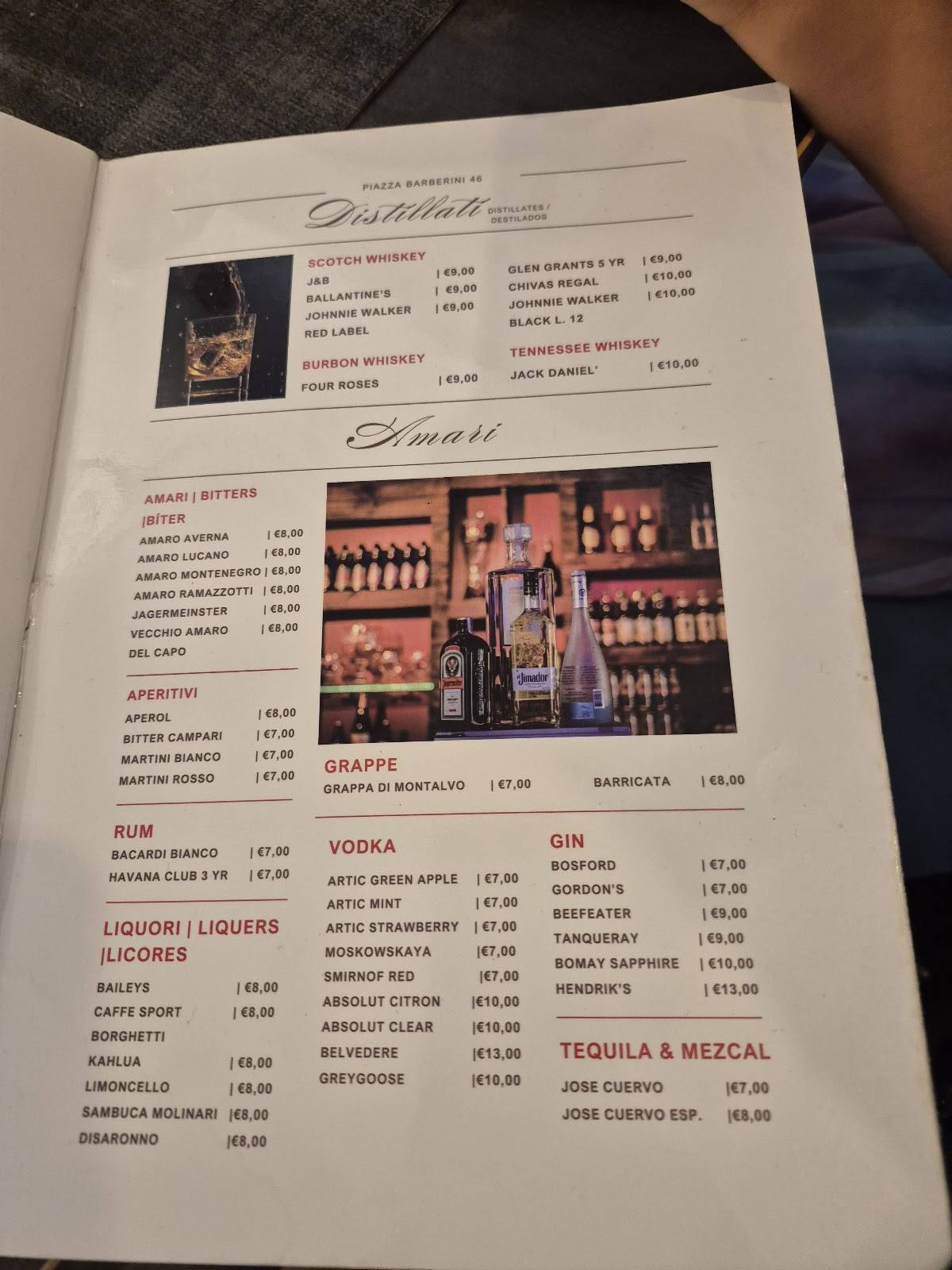 Barberini Express Roma меню
