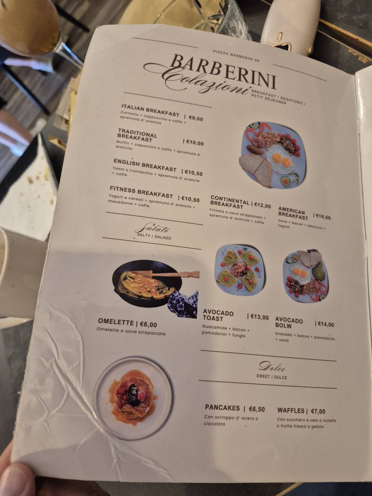Barberini Express Roma меню