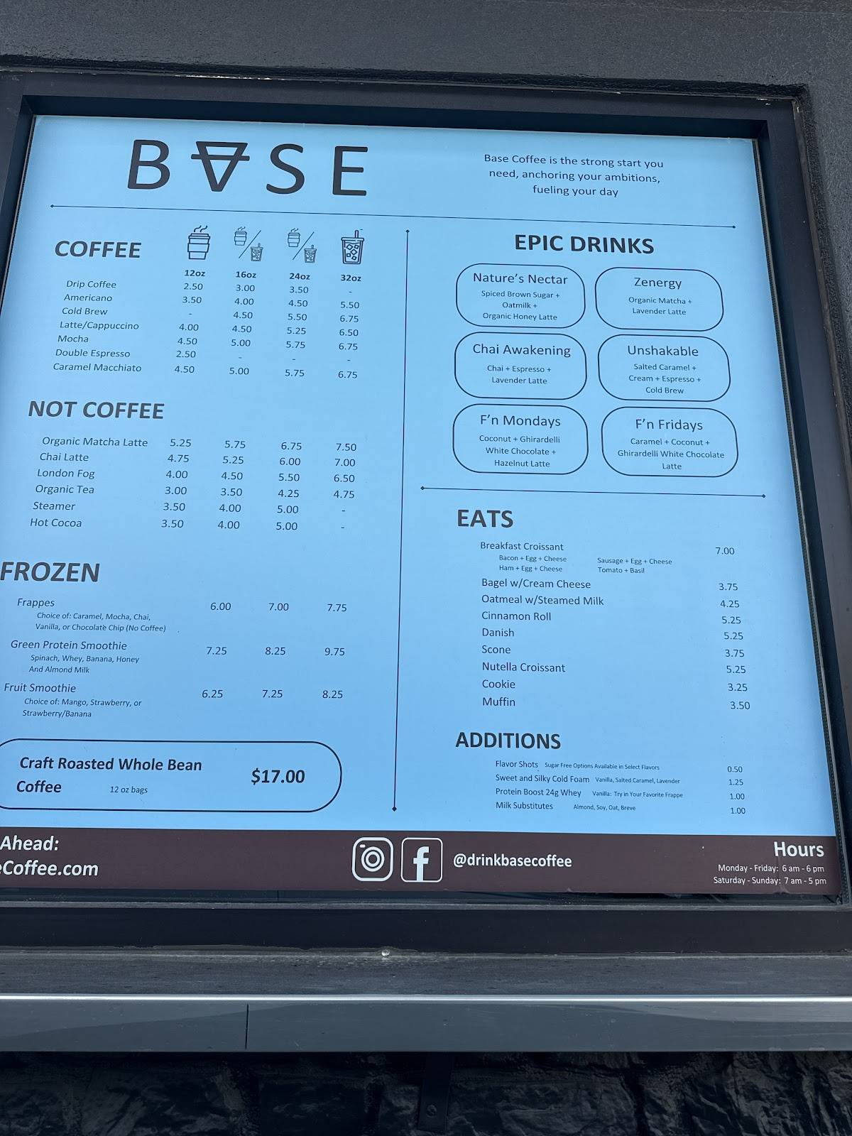Base Coffee меню