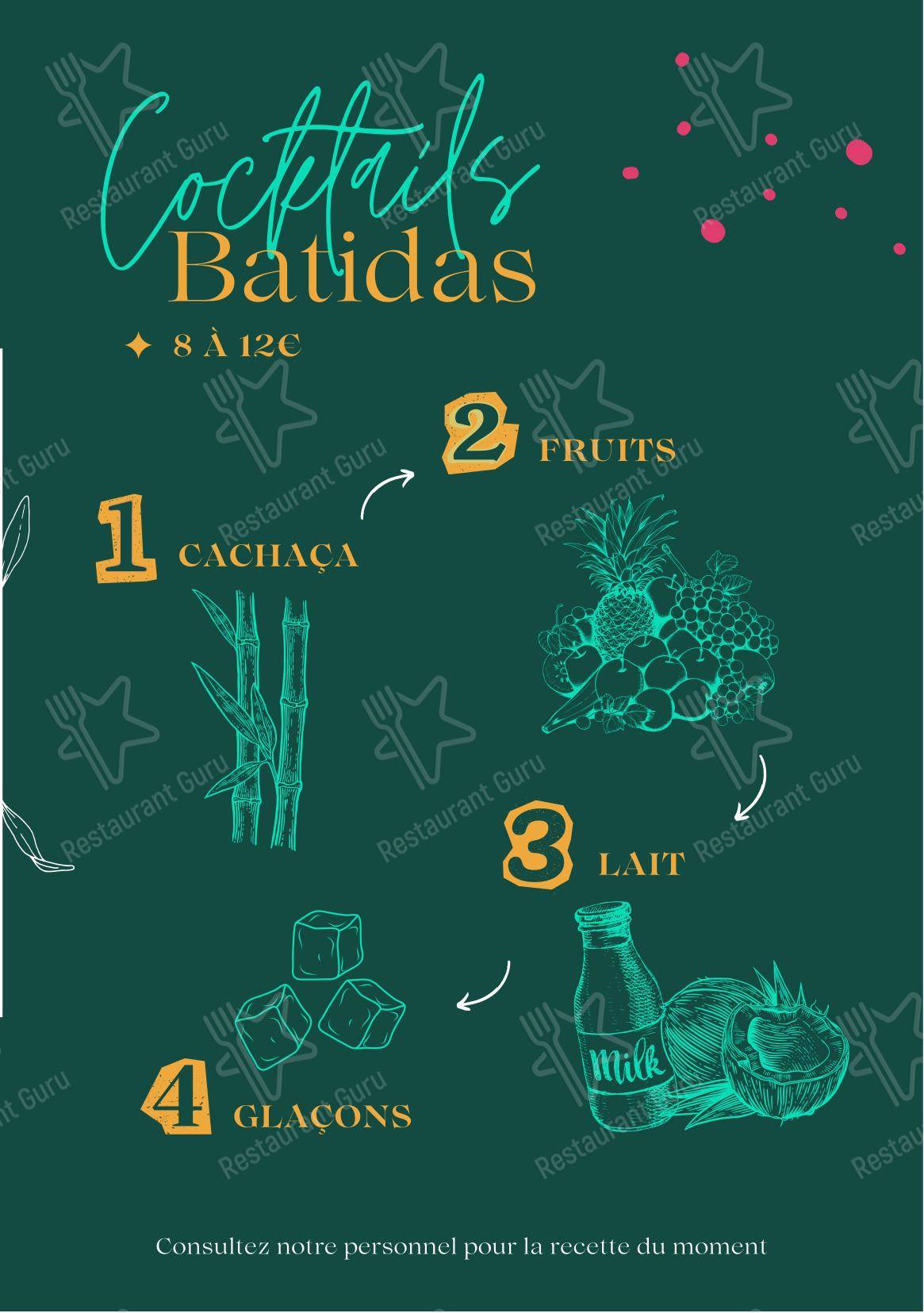 Меню паба и бара Batida Café - Меню