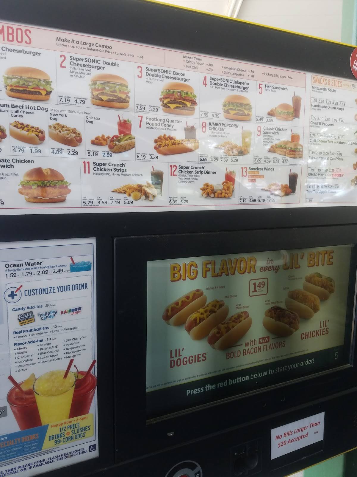 Sonic Drive-In меню