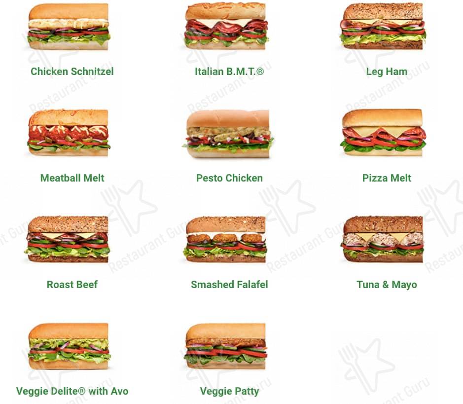 Subway меню