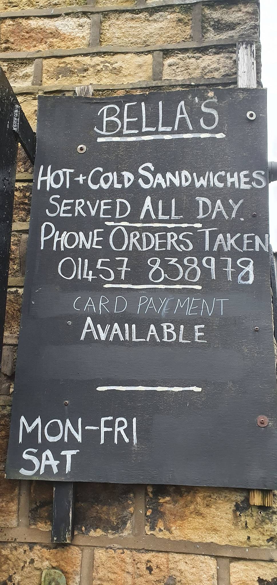 Bella's Butty Bar меню