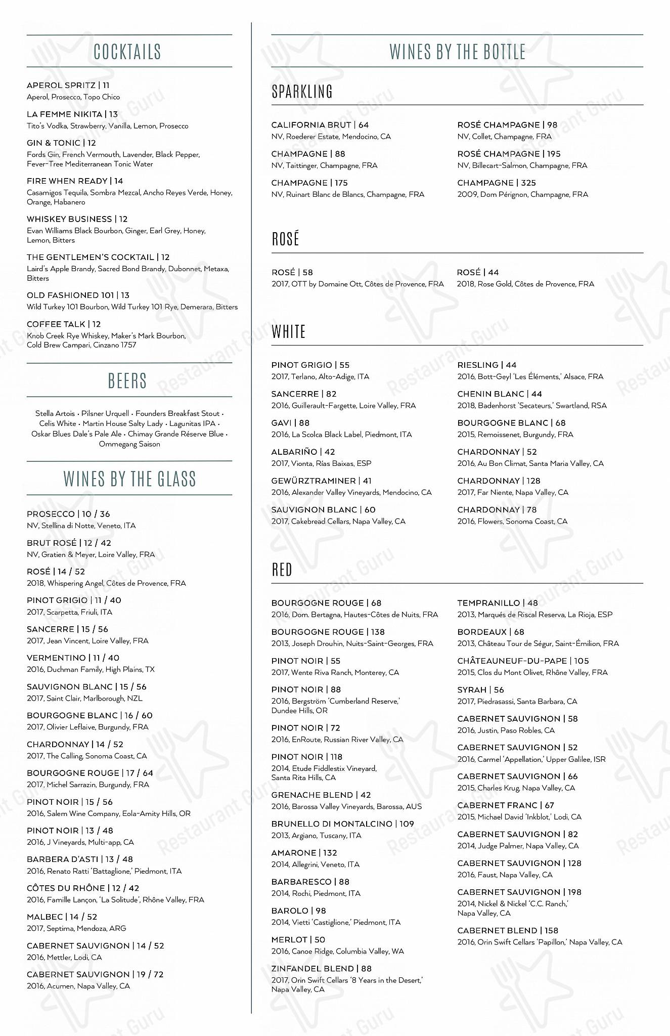 Меню паба и бара Beverley’s Bistro and Bar - Food Menu