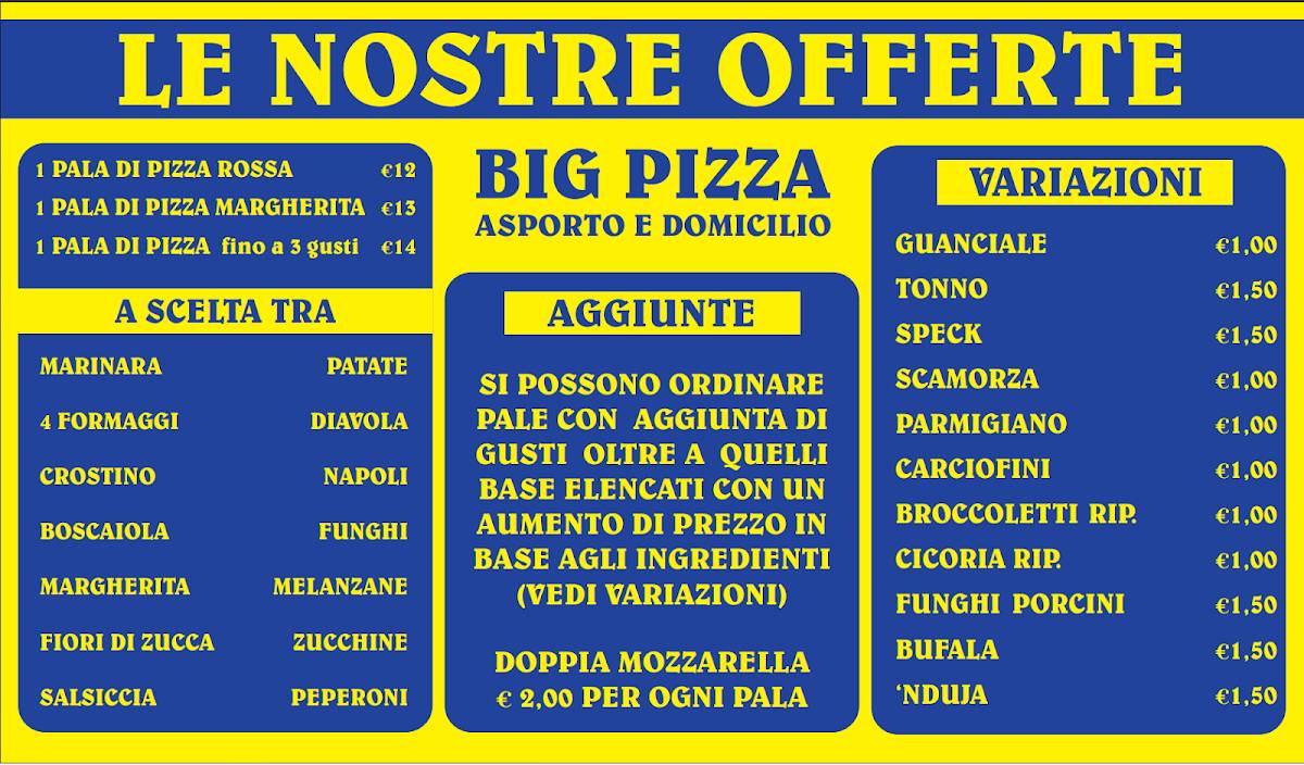 Big Pizza меню
