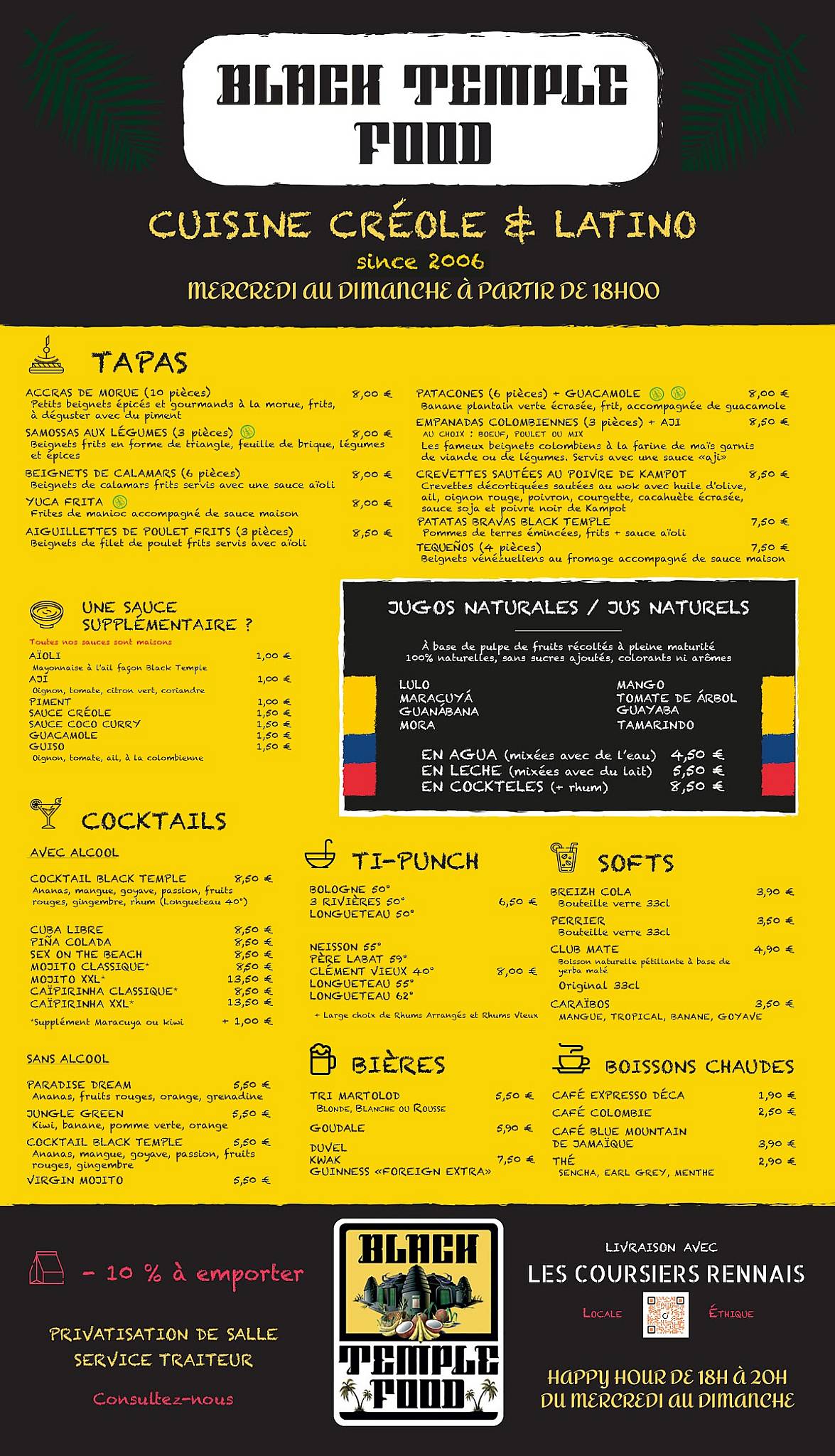 Black Temple Food Restaurant Rennes - Livraison et à emporter меню