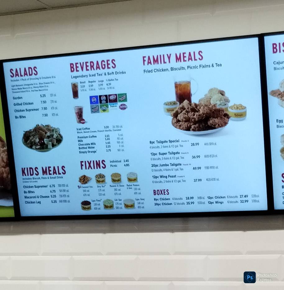 Bojangles меню