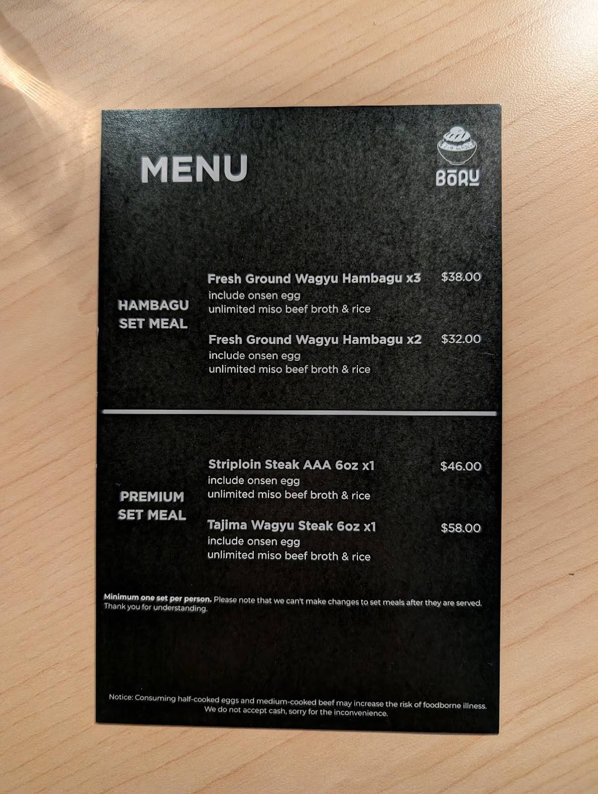 Boru Toronto меню