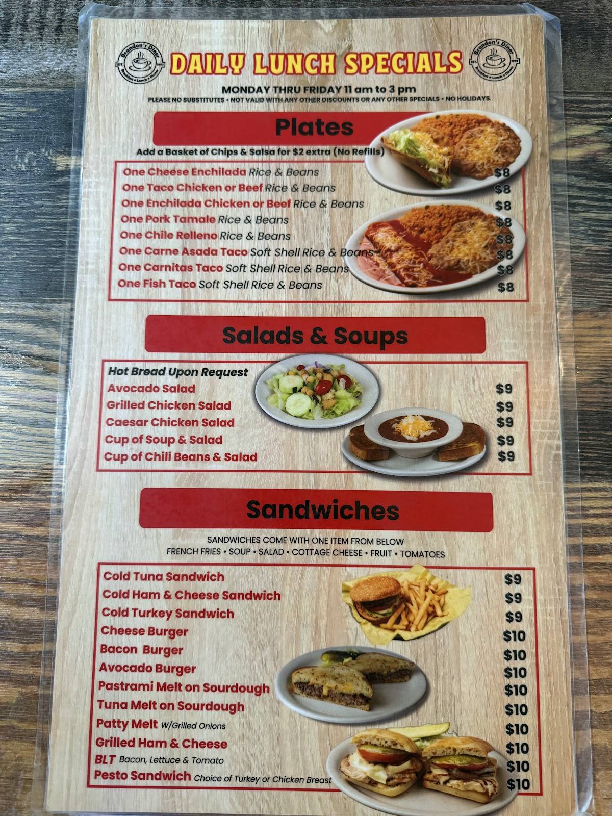 Brandon's Diner меню