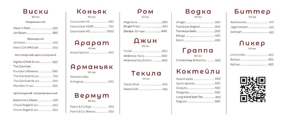 Brasserie Lambic меню