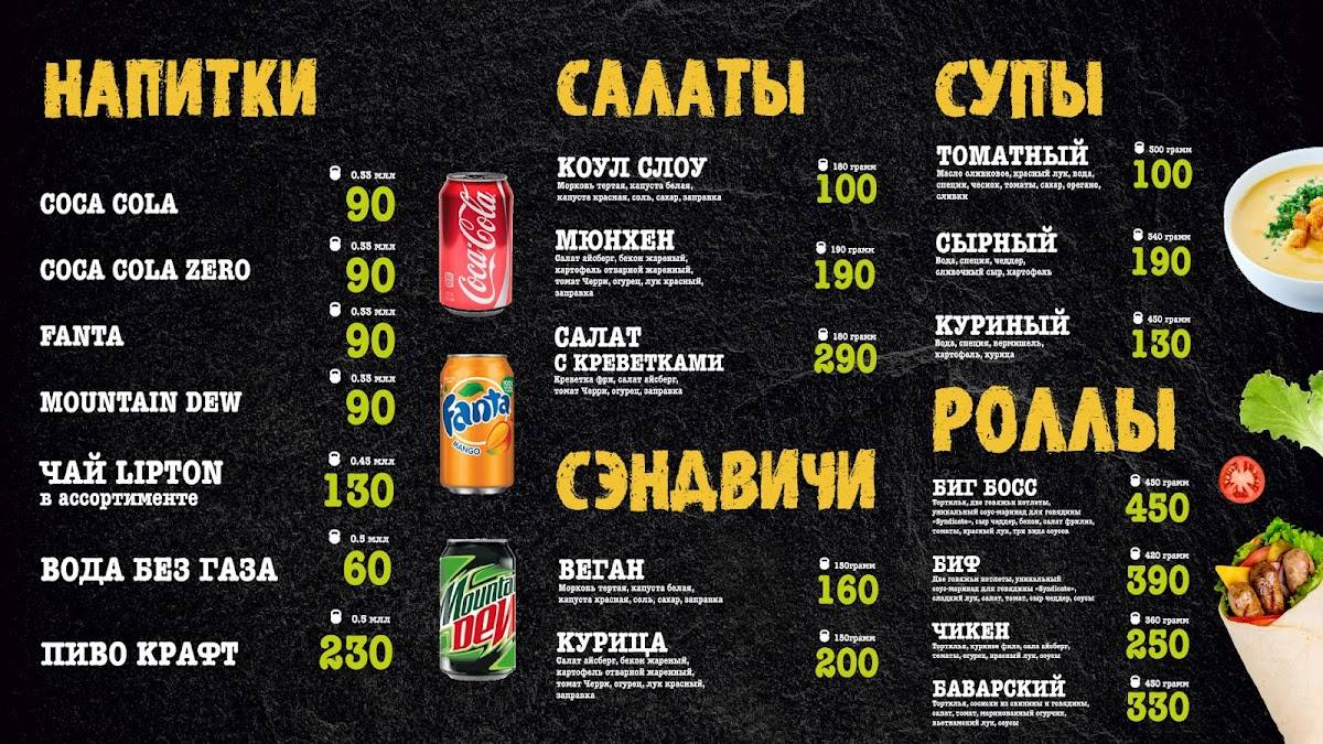 Бургер синдикат меню