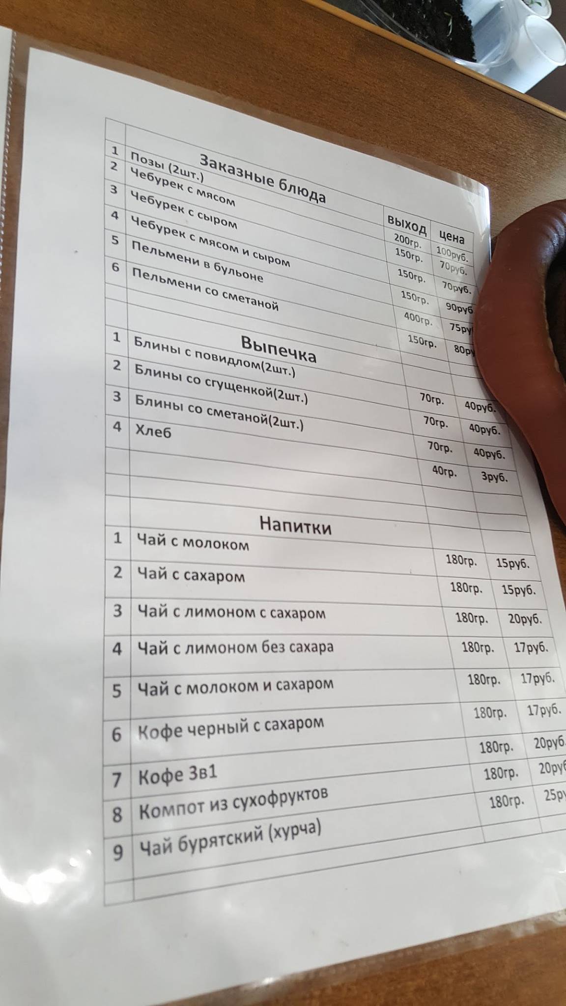 Бурятия меню
