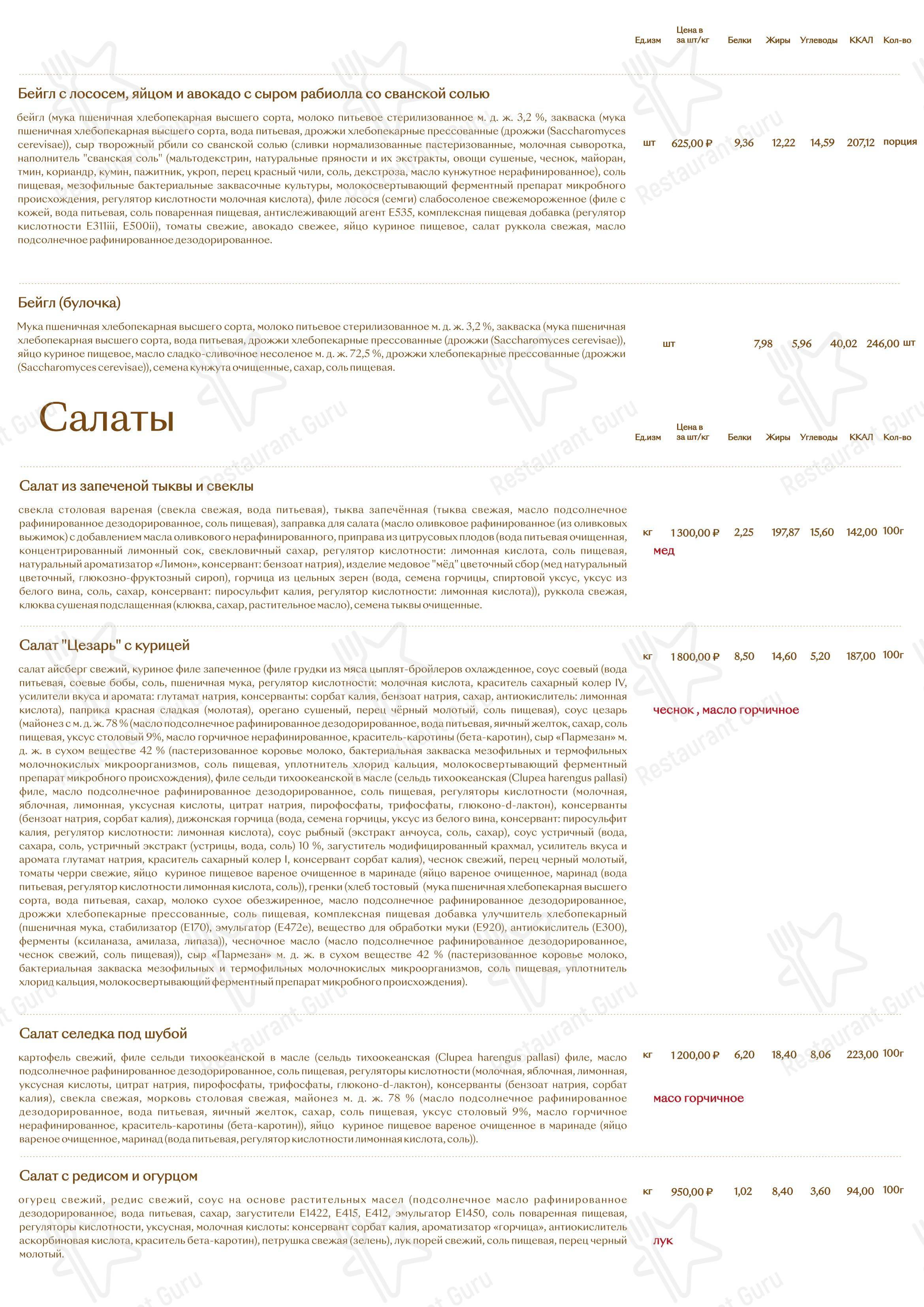Брусника в Москве - Коктейльная карта