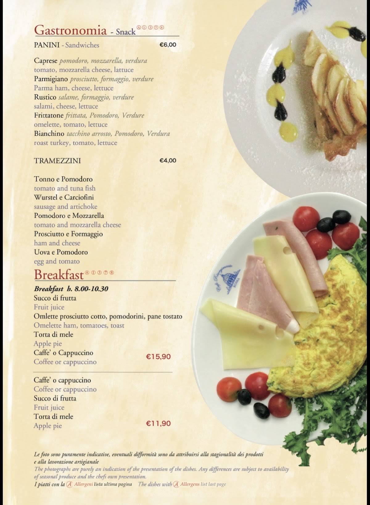 Cafe Risorgimento меню