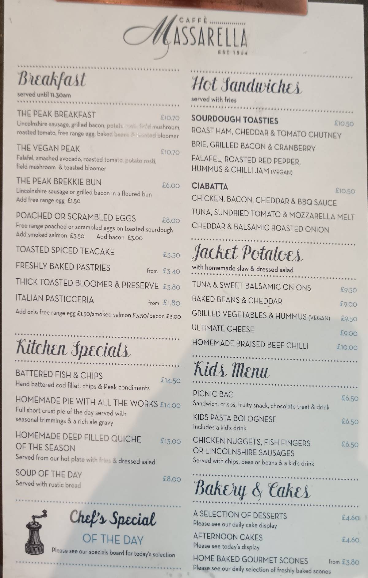 Caffe Massarella меню