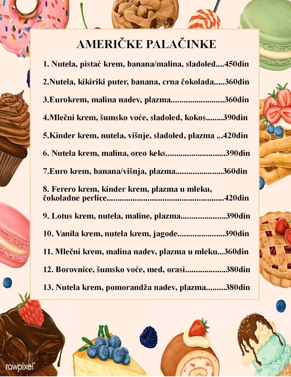 Caffe Waffle меню