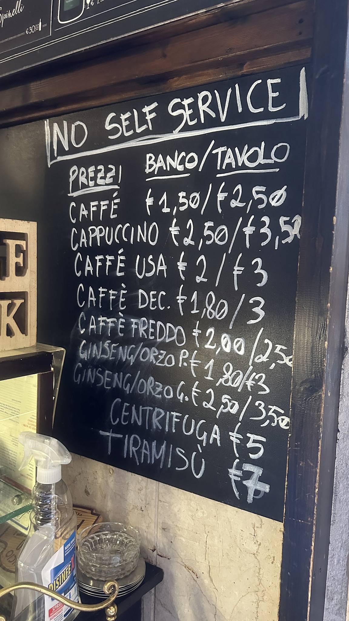 Caffé del Cinque меню