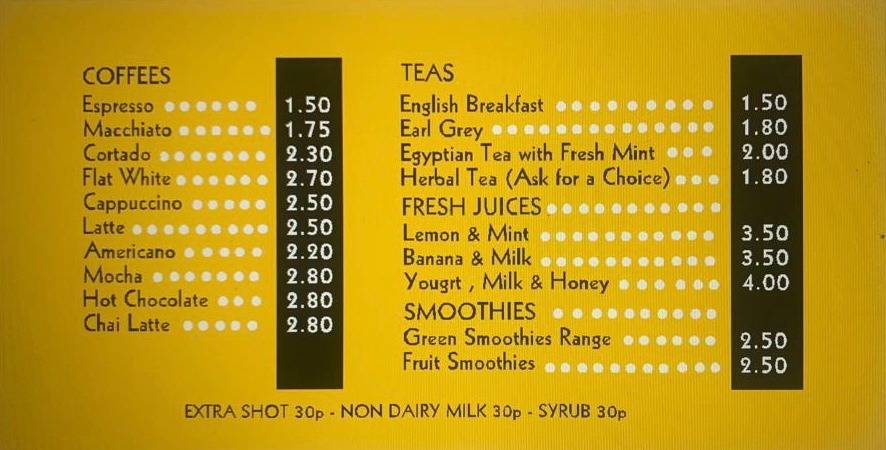 Cairo Café меню