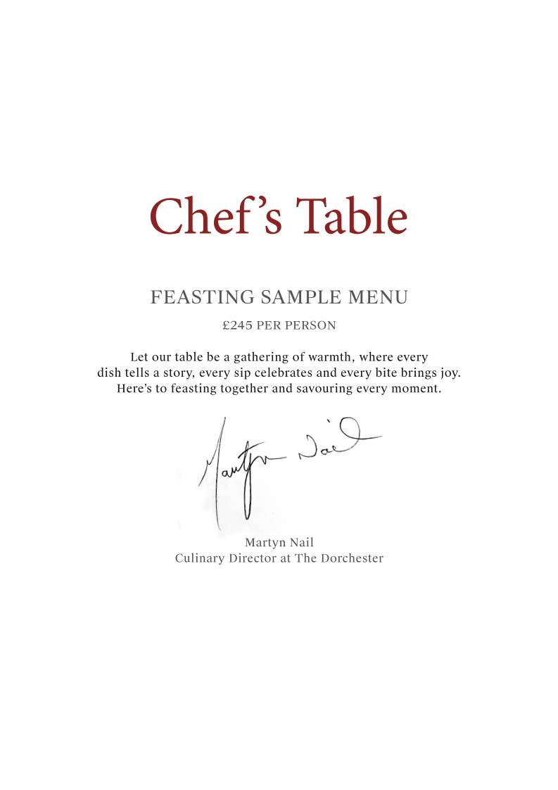 Chef's Table меню
