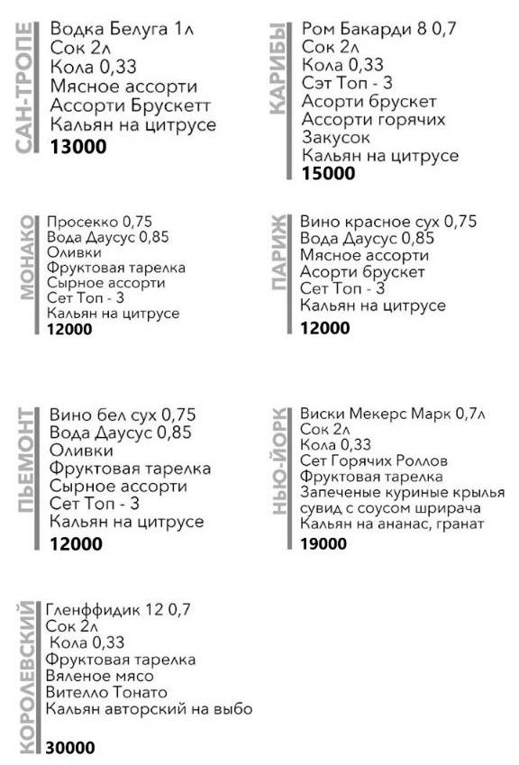 Cherish меню