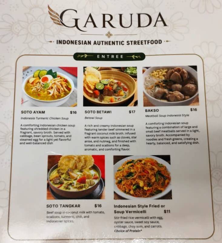 Garuda меню