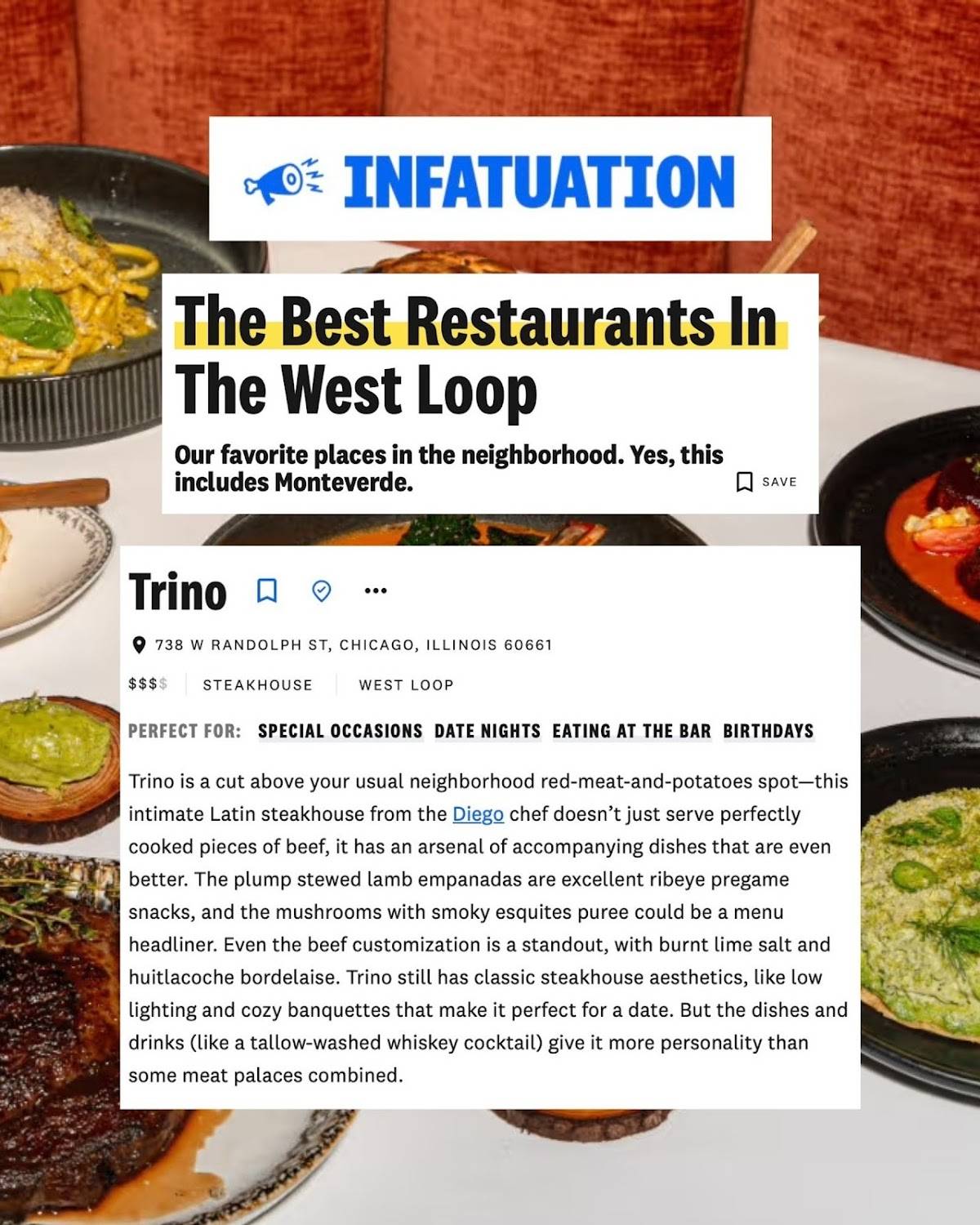 Trino Steakhouse меню