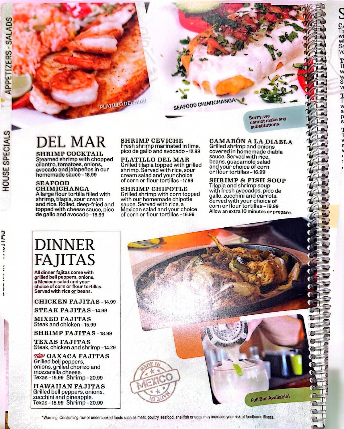 Cilantros Mexican Restaurant меню