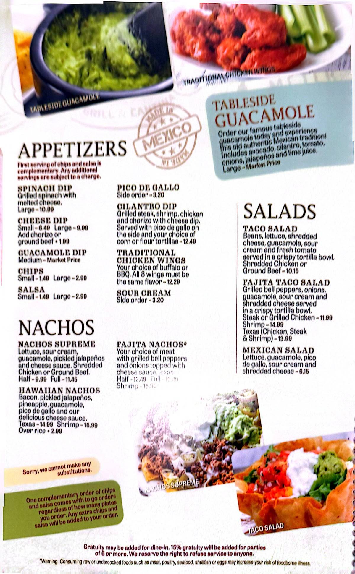 Cilantros Mexican Restaurant меню