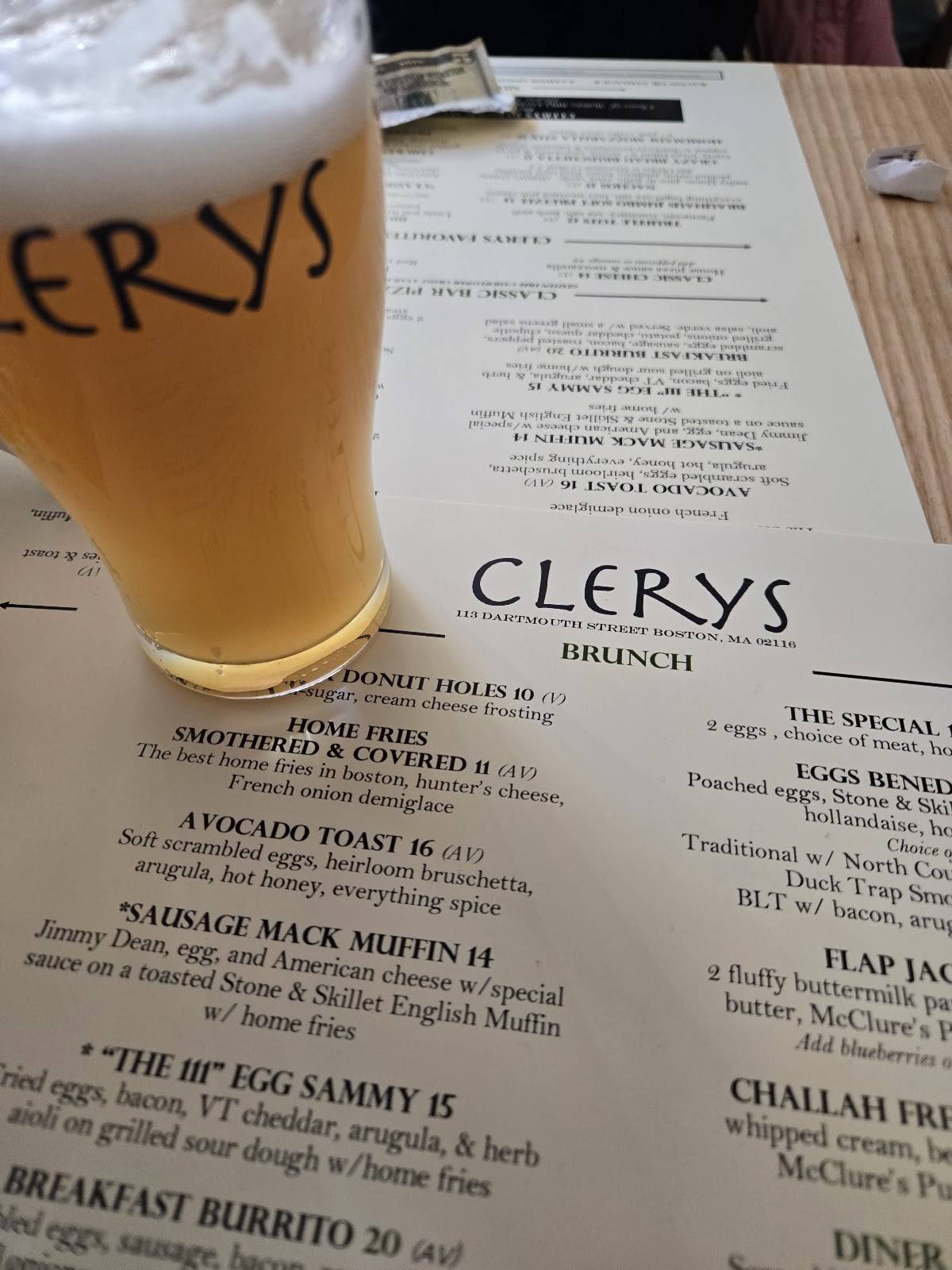 Clerys меню