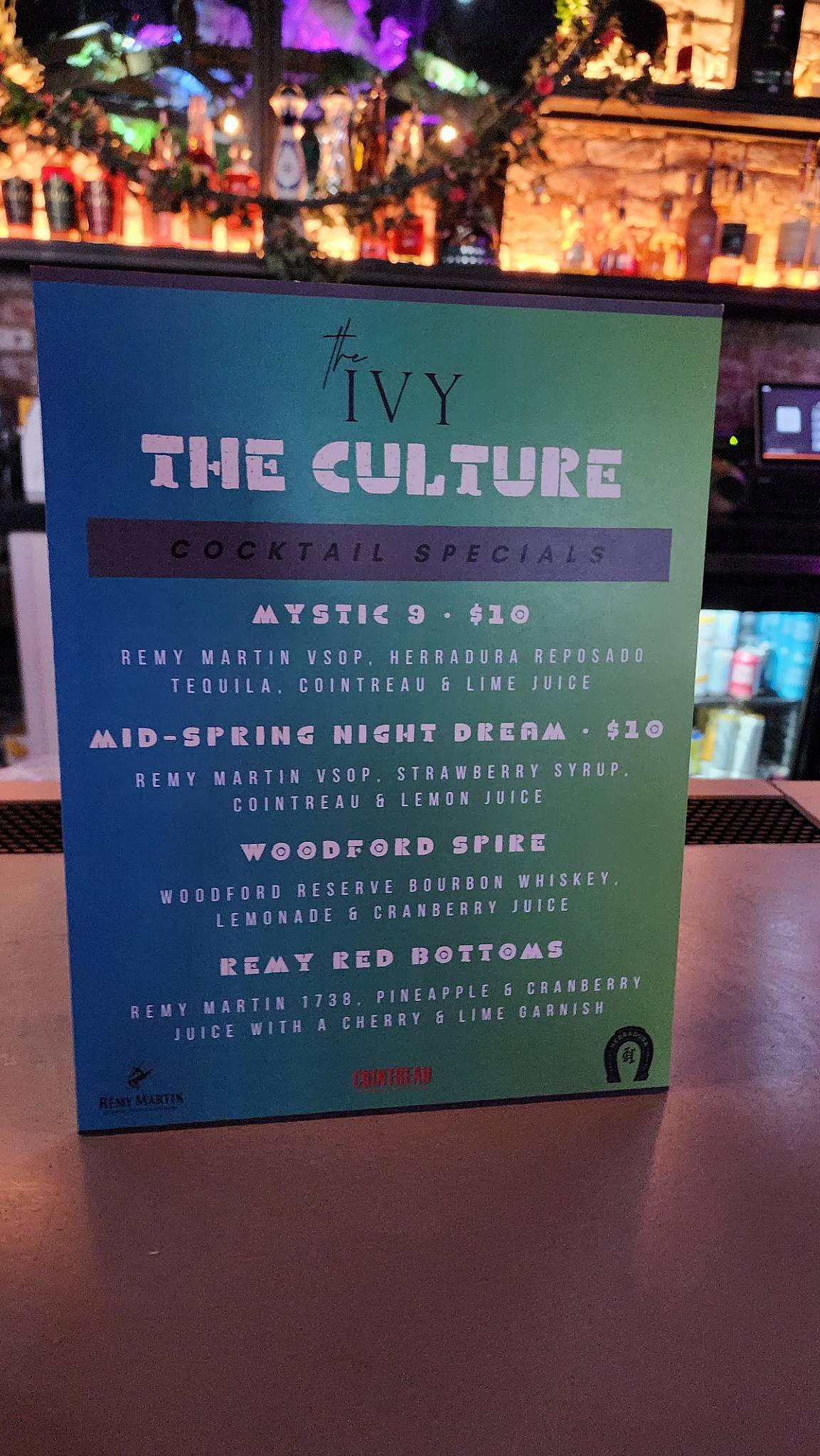 The IVY меню