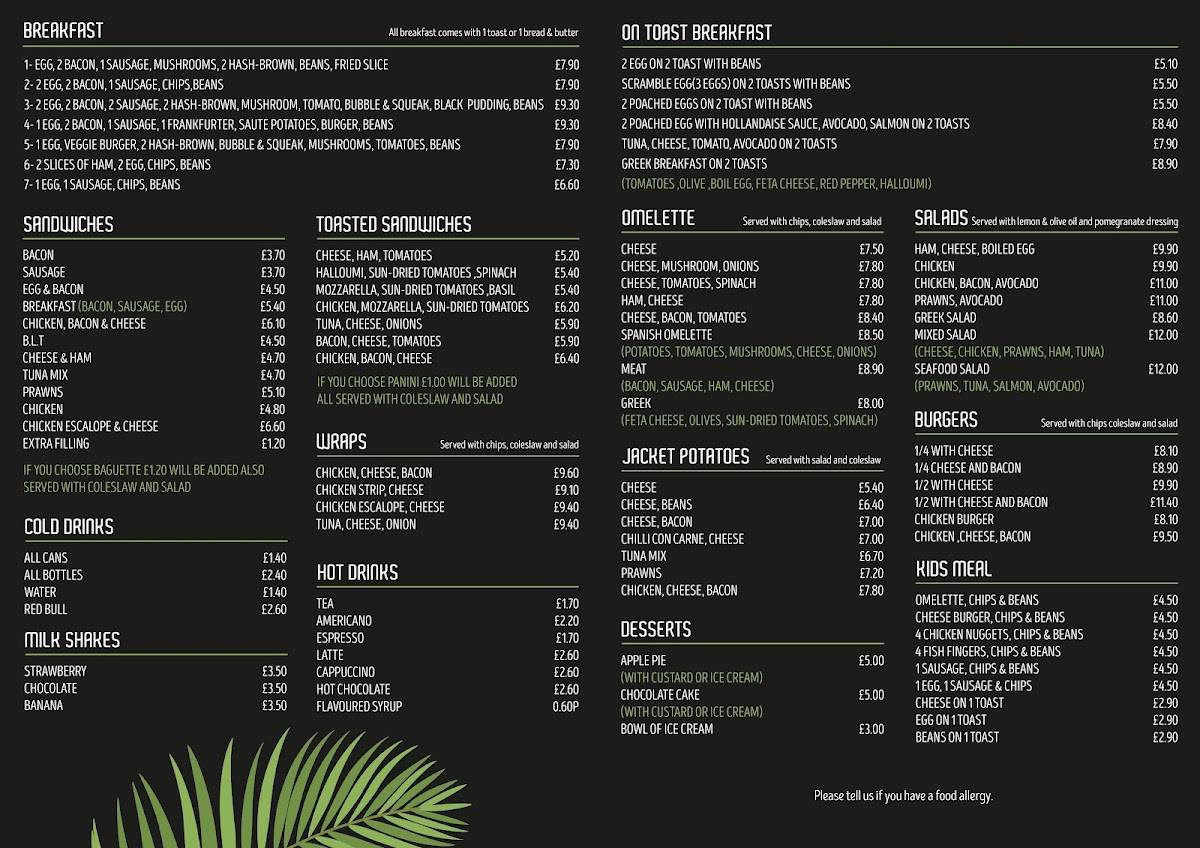 Coco Cafe Basildon меню